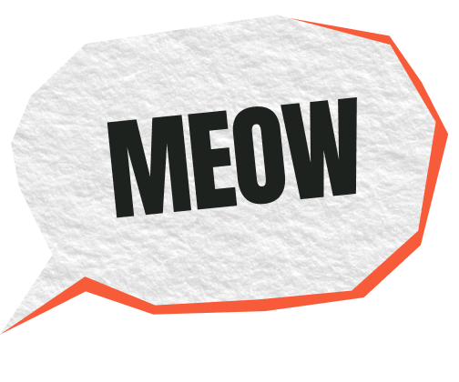 Speech bubble reading MEOW